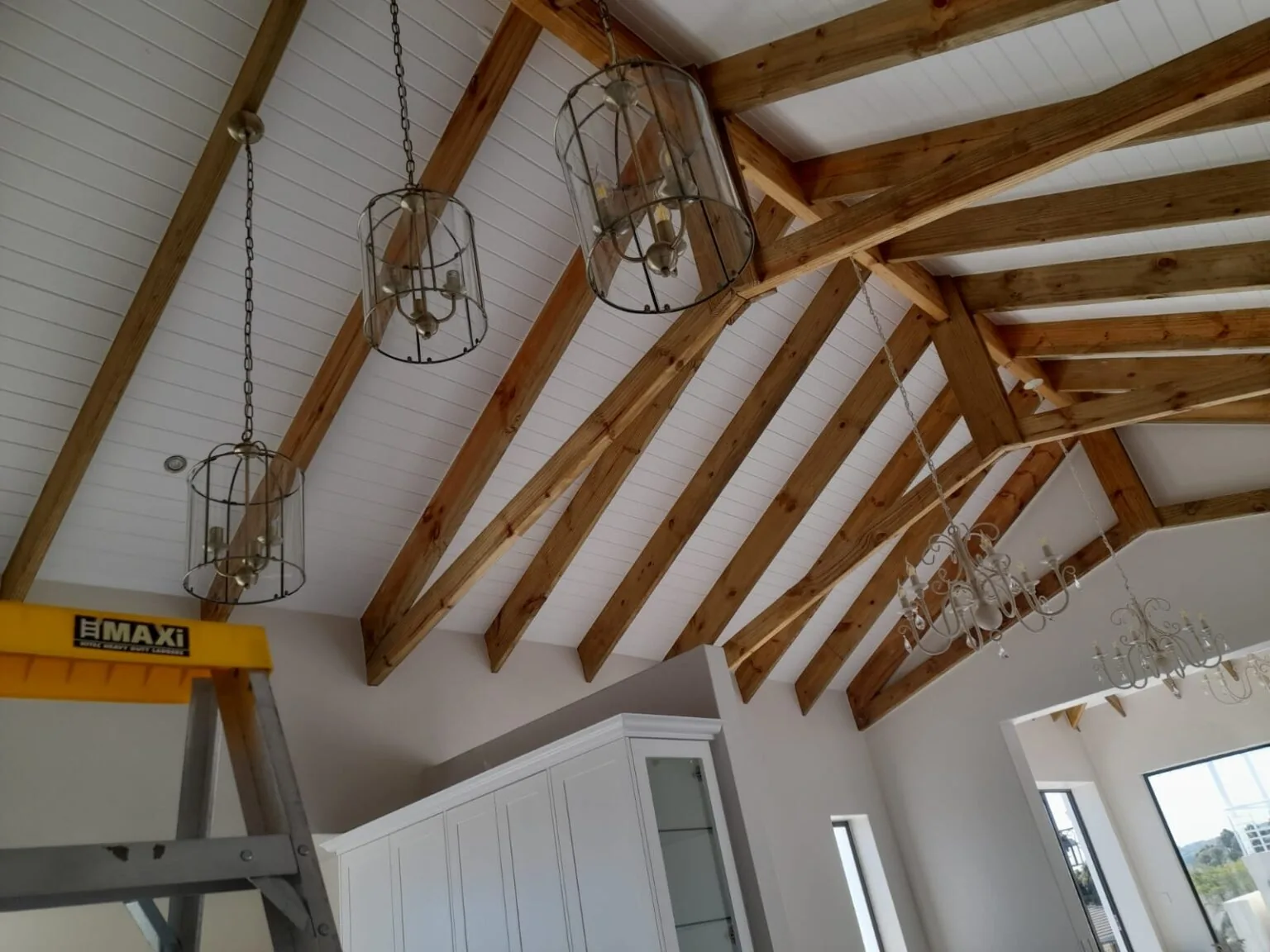 Electrical wiring installed in a ceiling